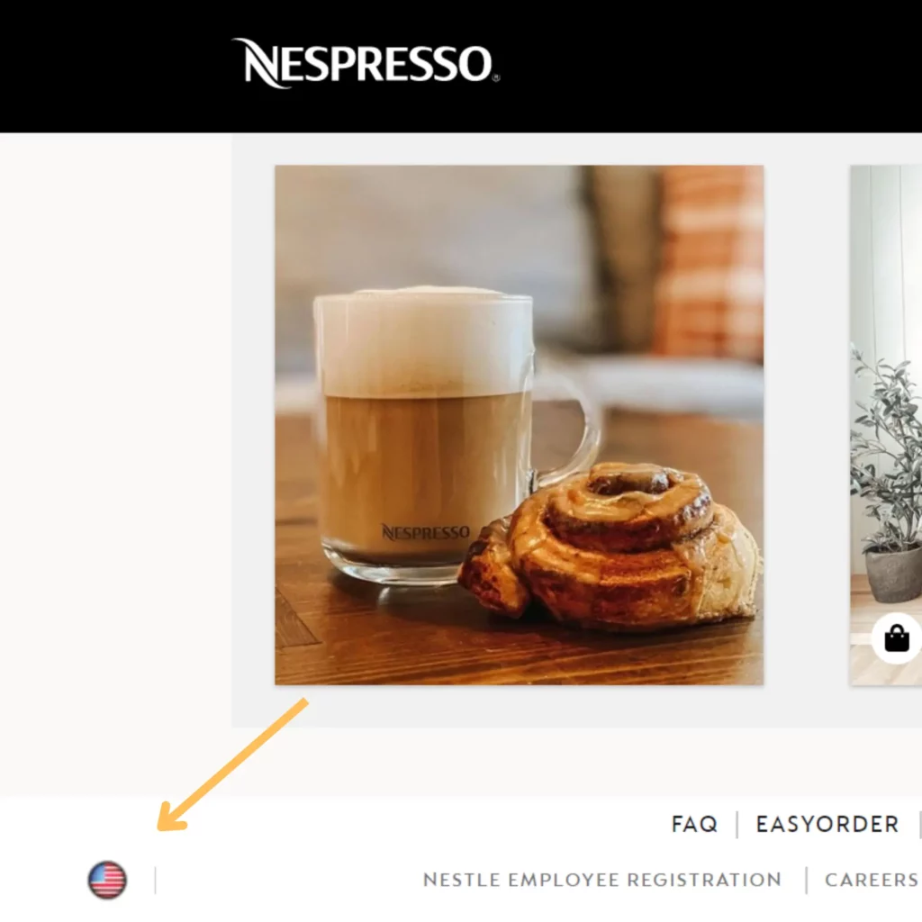 Location Changing Option on Nespresso Website